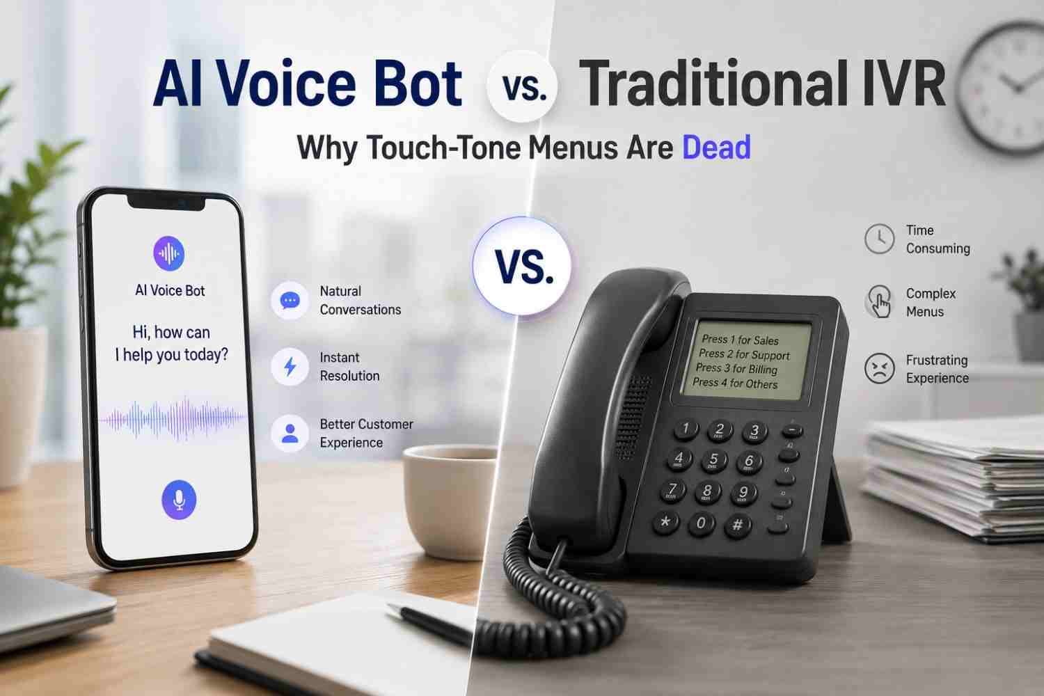 AI Voice Bot vs. Traditional IVR: Why Touch-Tone Menus Are Dead